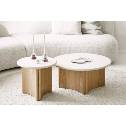 Motril hjørnebord, cement/askefiner, hvid, Ø50 cm