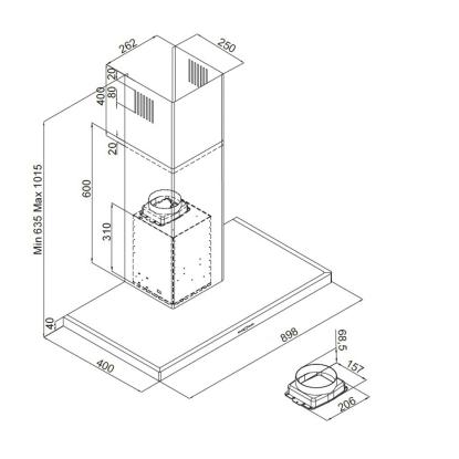 Silverline SL3120 Beta væghængt emhætte, rustfri, 90 cm