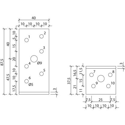 SIMA vinkelbeslag V20, pregalvaniseret, 89 x 36 x 2,5 x 40 mm