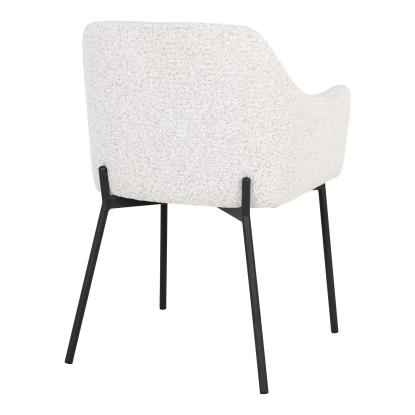 Spisebordsstol, hvid bouclé med sorte ben