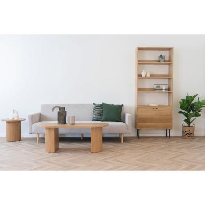 Kyoto reol med 2 låger og 4 hylder i natur egefiner og sorte metalben, 80 x 30 x 200 cm