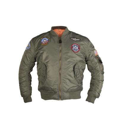Mil-Tec MA1 pilotjakke til børn med patches, olivengrøn