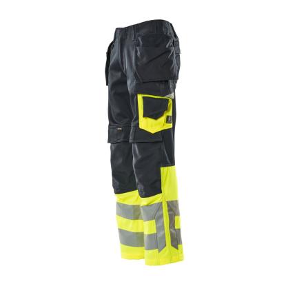 MASCOT SAFE SUPREME arbejdsbukser med hængelommer, mørk marine/hi-vis gul