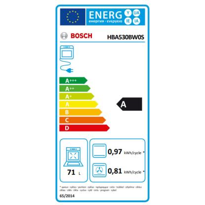 Bosch HBA530BW0S ovn til indbygning, 71 liter