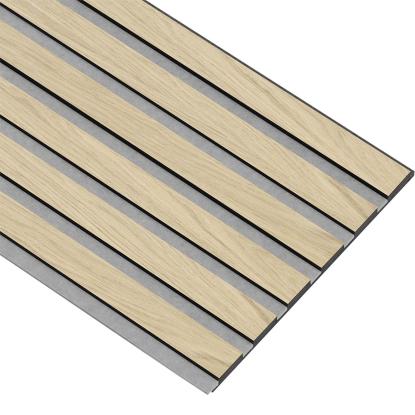 I-Wood Basic Original akustikpanel, ubehandlet natur, grå filt og sort kerne, egefiner, 17 x 300 mm 