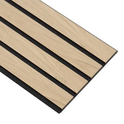 I-Wood Medio+ 4-lamel akustikpanel, hvid olieret, sort filt og sort kerne, egefiner, 17 x 300 mm