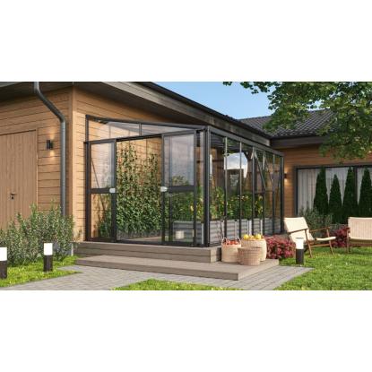 Vitavia Helena 2 10200 vægdrivhus, sort, 10,2 m², 3 mm hærdet glas + 10 mm polytag
