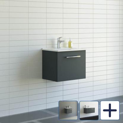 Scanbad Multo vaskeskab med Amber Mini vask, 1 skuffe, mat grå