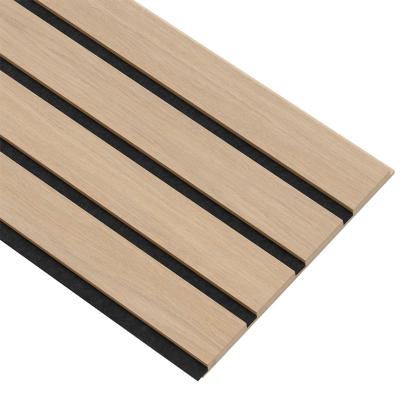 I-Wood Basic 4-lamel akustikpanel, ubehandlet natur, sort filt og lys kerne, egefiner, 16 x 300 mm 
