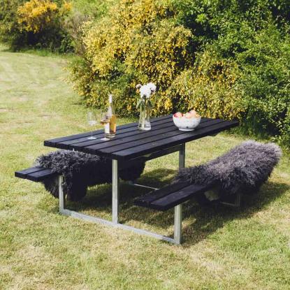 HORTUS "FRIGG" bord/bænkesæt uden ryg, 72 x 140 cm, sort