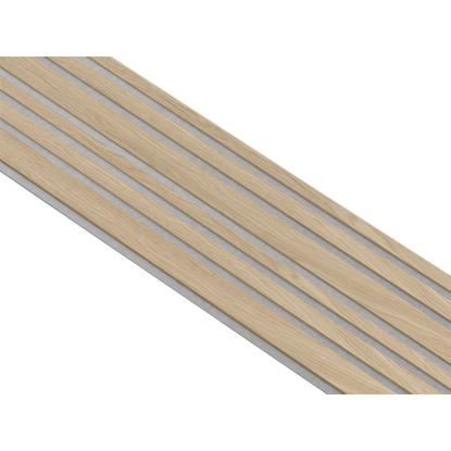 I-Wood Basic Mixed akustikpanel, hvid olieret, grå filt og lys kerne, egefiner, 16 x 300 mm 