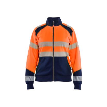 Blåkläder 3508 dame high vis sweatshirt full-zip, hi-vis orange/marineblå