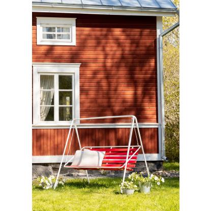 Varax Retro 3 personers hængesofa, hvid/rød