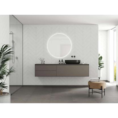 Fibo Stone vådrumspanel med sildebenslook, 10 x 600 x 2400 mm, moonstone microdots