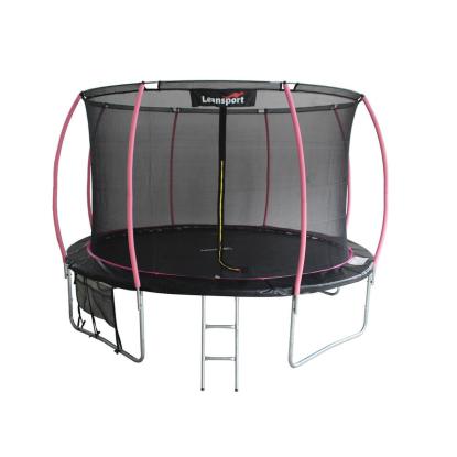 Leansport trampolin med stige og net, lyserød, Ø244 cm