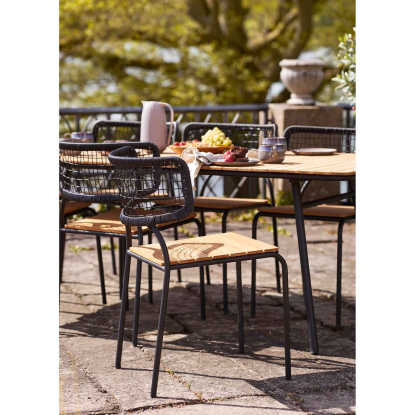 Nashville havestol, teak/polyrattan, sort