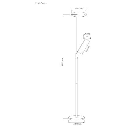 Aneta Cadiz uplight gulvlampe, H186 cm, stål/sort