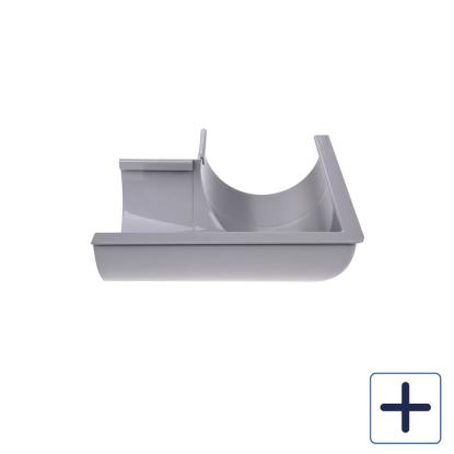 Plastmo udvendig gering, PVC, grå, 90°