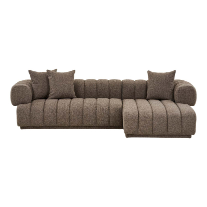 Aurora højrevendt loungesofa med tre puder, brun