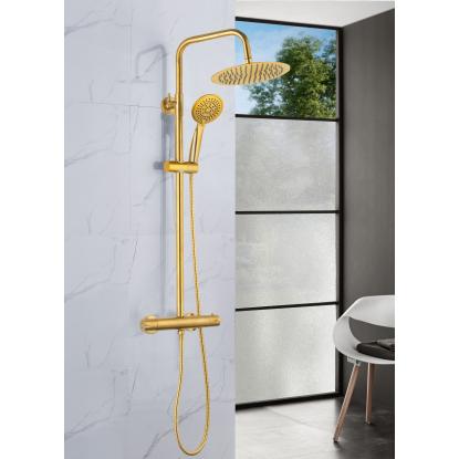 Nortiq brusesystem med termostat og 22 cm brusehoved, antik messing look