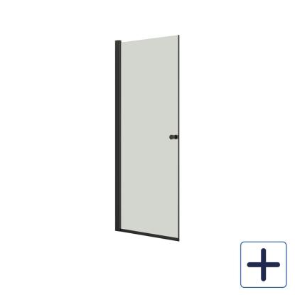 Scanbad Match A svingdør, H200 cm, sort/klart glas