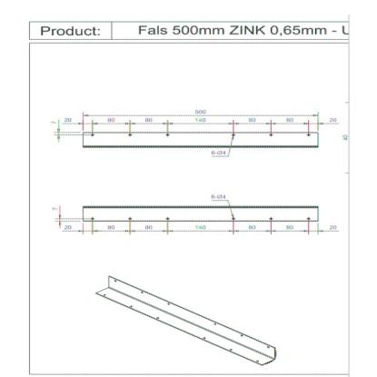 270 fals, udvendigt hjørne, zink