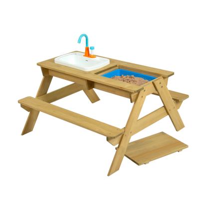 TP Toys picnicbænk med vask og vandhane, træ, 71 x 94 x 89 cm