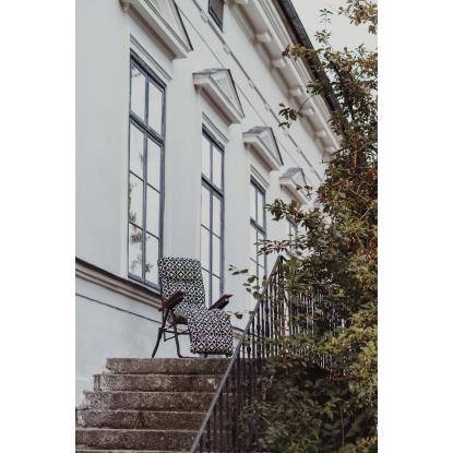Varax Baden stol, sort stel, sort/hvid-mønstret