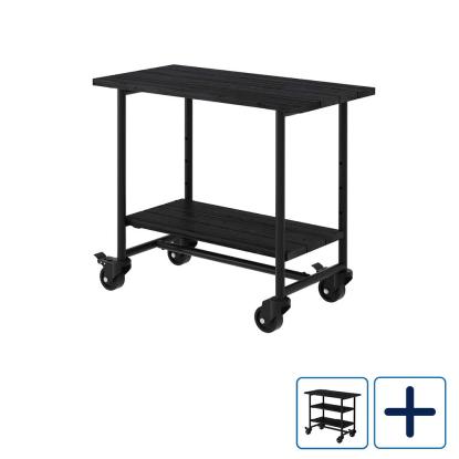 PLUS Urban Picnic plante-/grillbord, sort stel, sort/nåletræ, 100 x 50 x 90 cm