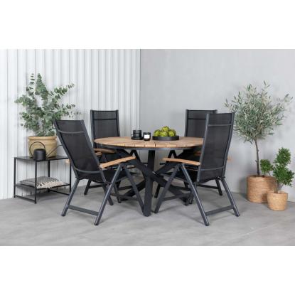 Venture Design Mexico rundt havebord, teaktræ, sort/natur, Ø140 cm