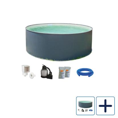 Summer Fun PRO poolsæt med stålvægge inkl. sandfilteranlæg, antracitgrå