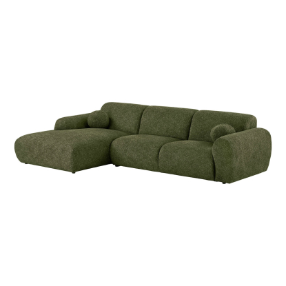 Clyde venstrevendt loungesofa med to puder, olivengrøn