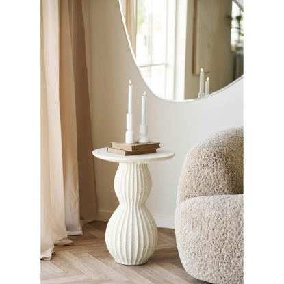 Newtown hjørnebord med riller, hvid, Ø40 cm