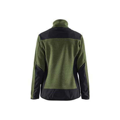 Blåkläder 5943 dame strikket jakke med softshell, efterårsgrøn/sort