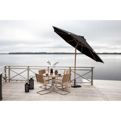 Venture Design Nypo parasol med tilt, sort/natur, Ø330 cm