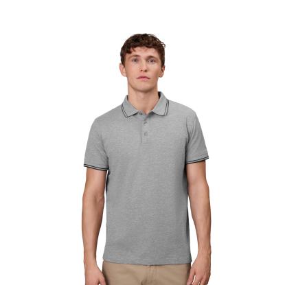 ID 0522 Kontrast poloshirt med stretch, grå melange