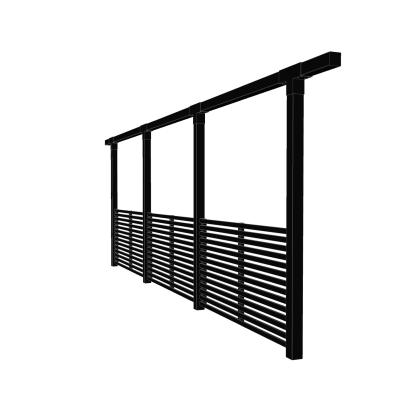 PLUS pergola enkelt i 3 moduler med Tokyo hegn, sort/fyr - 664 x 9 x 218 cm