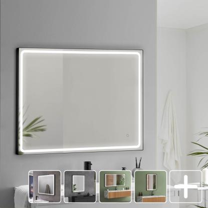 Houco MIA-1 LED-spejl med sort ramme