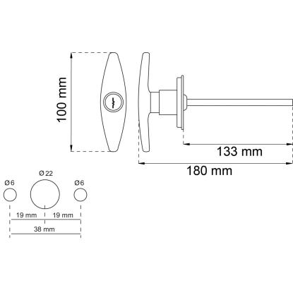 Habo 220 garageportgreb, krom