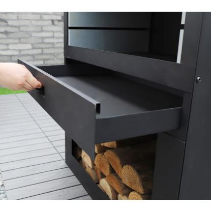 Westmann havepejs med grillrist, sort, 229 x 70 x 41 cm