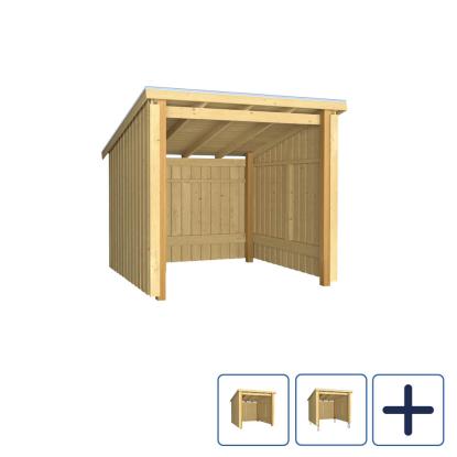 PLUS Nordic cykelskur i 1 modul med åben front, natur/nåletræ, 5 m²