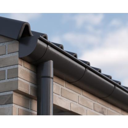 Plastmo Sort Stål Arkitekt tagrende, 1/4 rund, nr. 14, 3 meter