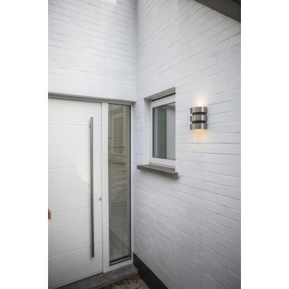 LUTEC MAYA udendørs LED væglampe med sensor, H17,5 cm, IP44, rustfrit stål