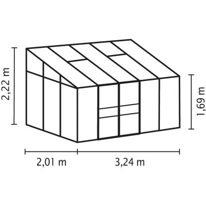 Vitavia Ida 6500 drivhus, sort, 6,5 m², 3 mm hærdet glas + 6 mm polytag, inkl. sokkel