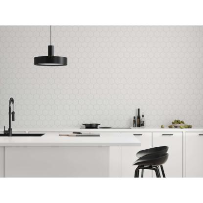 Fibo Colour vådrumspanel med hexagon fliselook, 10 x 600 x 2400 mm, white silk