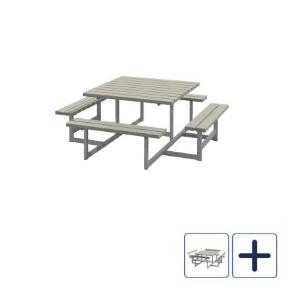 PLUS Picnic bord/bænkesæt, gråbrun/nåletræ