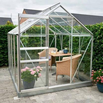 Halls Popular drivhus 5,0 m², alu, 3 mm glas