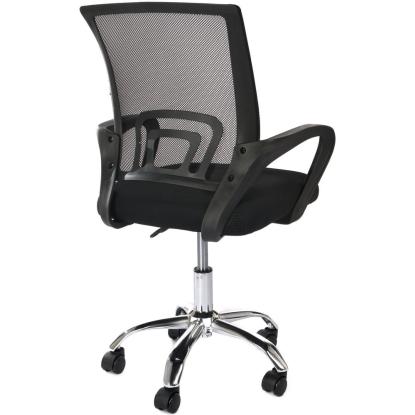 Kontorstol med mesh-ryg og justerbar højde, ergonomisk, sort