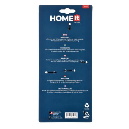 Home It Work® Premium pensler, 1 rund og 2 flade, Ø15 mm, 35-50 mm - 3 stk.
