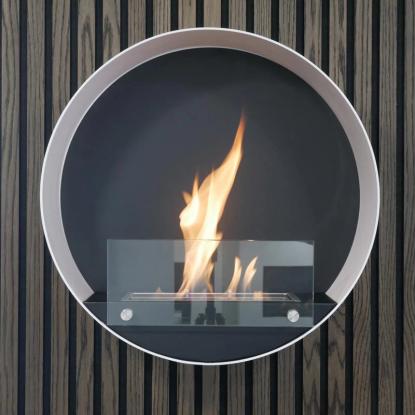 ScandiFlames Delaware biopejs, vægmodel, rund, hvid